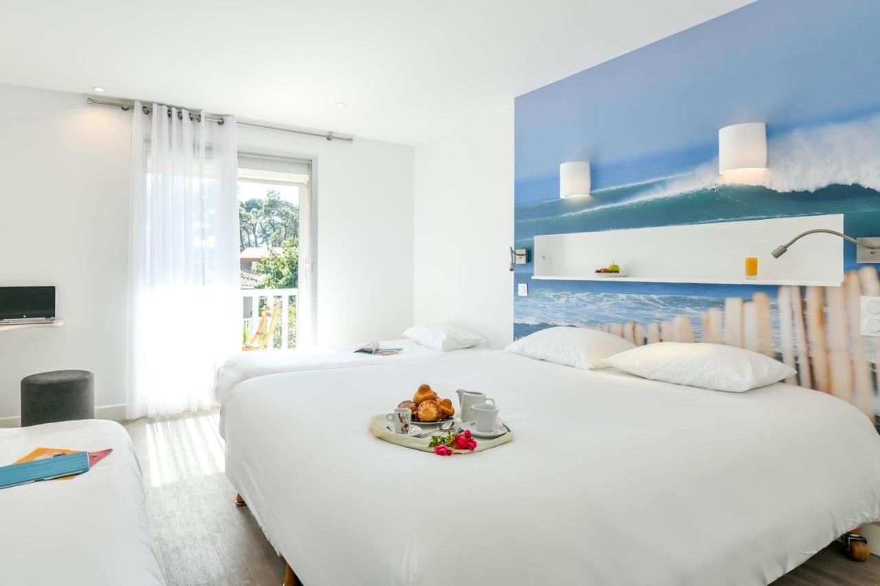 Les Vagues Hotel Restaurant Biscarrosse-Plage Exterior foto